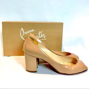 Christian Louboutin pink/nude open toe heels